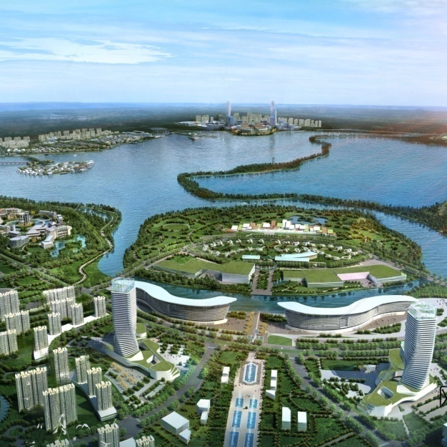 现代城市鸟瞰规划3D模型